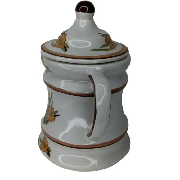 VINTAGE 2PC CALIFORNIA POTTERY USA Crocus  COFFEE TEA POT 8.5" - Picture 3 of 8